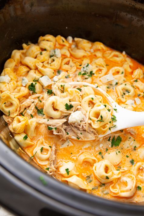 Slow Cooker Buffalo Chicken Tortellini Soup Buffalo Chicken Tortellini, Soup Made With Chicken, Slow Cooker Buffalo Chicken, Blog Design Ideas, Buffalo Chicken Soup, Slow Cooker Shredded Chicken, Make Shredded Chicken, Chicken Tortellini Soup, Chicken Tortellini