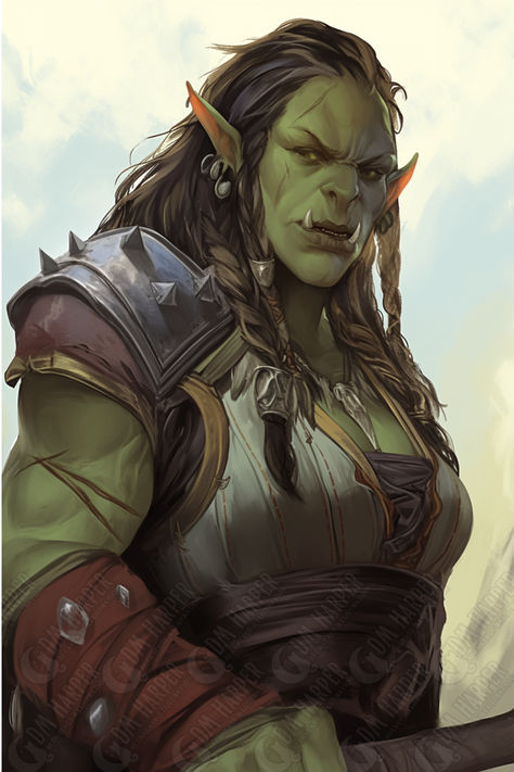 Female Half Orc, Orc Female, Dnd Orc, Warcraft Orc, Female Orc, Half Orc, Orc Warrior, Fantasy Pictures, Dungeons And Dragons Characters