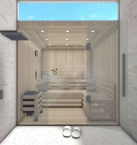 Bloxburg Sauna, Blocksburg Room Ideas￼, House Decorating Ideas Apartments, Small House Layout, Tiny House Layout, Diy House Plans, Join My Group, House Floor Design, House Design Pictures