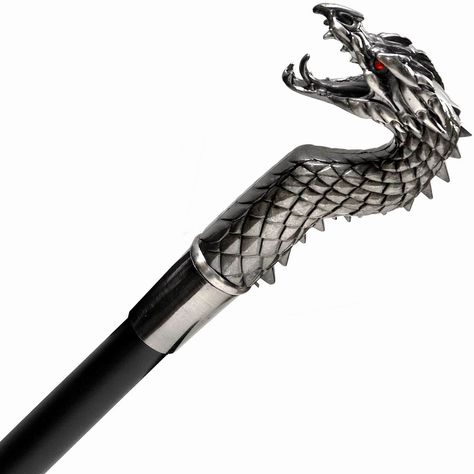 Serpentine Dragon Walking Stick Gothic Walking Cane. Game Of Thrones Party, Homestuck Characters, D D Items, Wooden Walking Sticks, Walking Sticks And Canes, Hiking Sticks, Walking Cane, The Warrior, Walking Canes