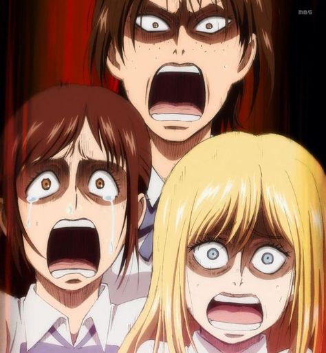 Attack on Junior High / Ymir, Sasha & Krista: BEING SCARED TURNS US INTO NON-CHIBI ANIMATION!!! Attack On Titan Junior High, Ymir And Christa, Attack On Titan 2, Action Anime, Historia Reiss, Attack On Titan Funny, Attack On Titan Art, Anime Screenshots, Junior High