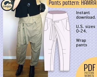 GavannaPatterns - Etsy Trouser Pants Pattern For Women, Wrap Pants Pattern, Thai Wrap Pants, Trouser Pants Pattern, Pantalon Thai, Thai Fisherman Pants, Trousers Pattern, Fisherman Pants, Diy Wardrobe