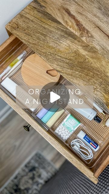 Small Drawer Ideas, Nightstand Top Organization, What To Keep In Nightstand, What To Keep In Your Nightstand, Night Stand Drawer Organization, Bedside Table Drawer Organization, Bedside Table Organization Ideas, Night Table Organization, Night Stand Organization