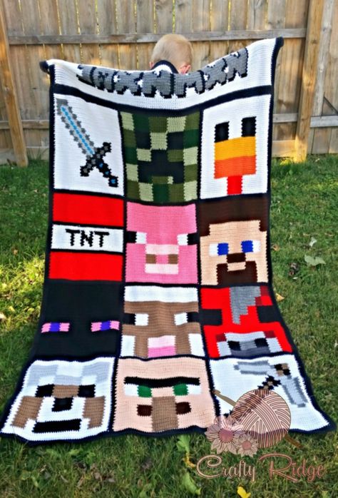 Crochet A Longs | Crafty Ridge Designs Minecraft Crochet Patterns, Minecraft Blanket, Crochet Patchwork Blanket, Minecraft Quilt, Minecraft Crochet, Minecraft Pattern, Crochet Afgans, Crochet For Beginners Blanket, C2c Crochet