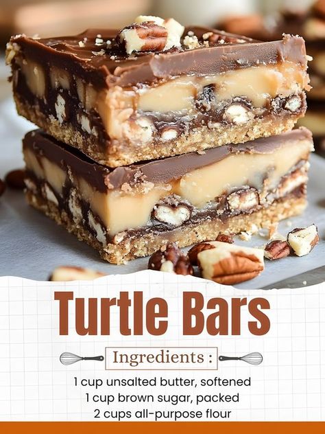 Millionaires Cookie Bars, Turtle Bars Recipe, Turtle Cookie Bars, Easy Bars, Cooking Master, Turtle Bars, Easy Bar, Chocolate Turtles, Bar Cookies