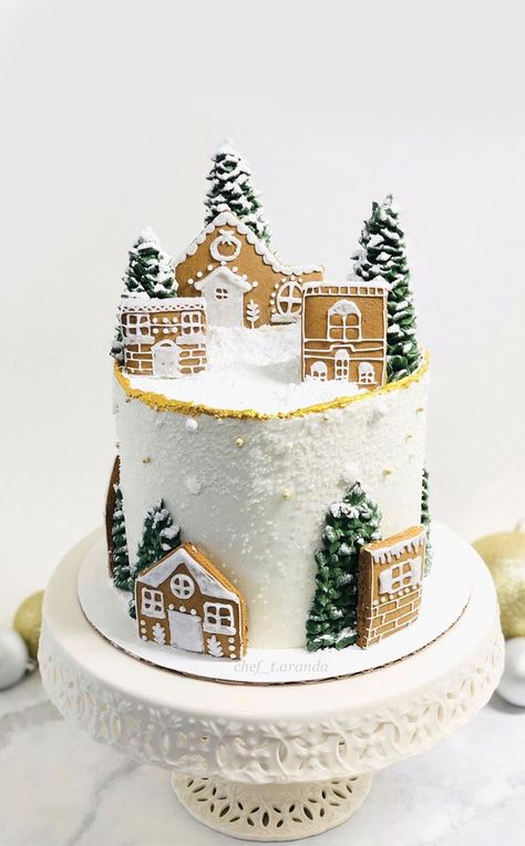 Elegant Christmas Cake, Winter Cake Ideas, Cake Ideas Diy, Christmas Cake Ideas, Fab Mood, Winter Cakes, Winter Wonderland Cake, Christmas Themed Cake, Wonderland Cake