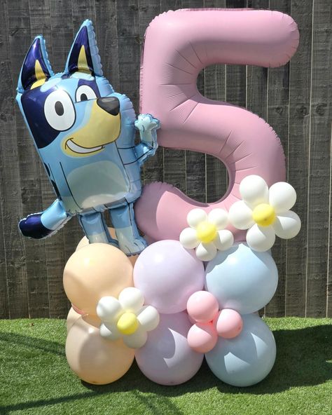 Bluey balloon stack! For a very special 5th birthday. These can also come personalised ✨️🎈 #pink #balloonsforalloccasions #birthdaygirl #birthday #bexleymums #blackheath #blue #dartfordmums #balloonsforalloccasions #personalised #greenwich #bluey #flowers #pastelcolors #yellow #balloons #partyideas #partyballoons #partytime Bluey Birthday Balloon Garland, Bluey Balloon Arch Girl, Bluey Birthday Balloons, Bluey Balloon Garland Ideas, Bluey Birthday Party Ideas Pink, Bluey Balloon Garland, Bluey And Bingo Cake, Bluey Party Decorations, Balloon Stack