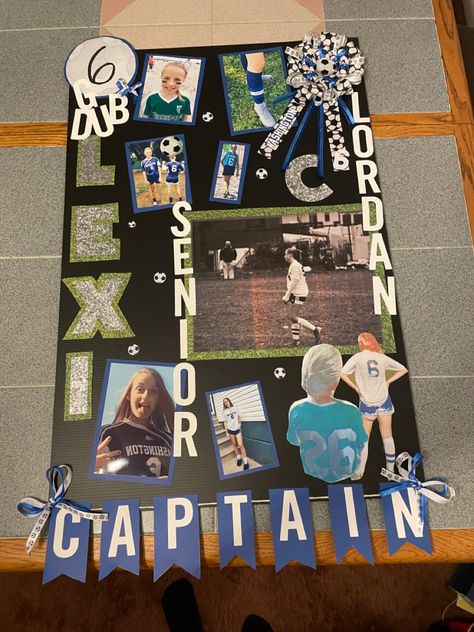 Senior Poster Board Ideas Soccer, Senior Night Poster Soccer, Soccer Senior Night Posters, Volleyball Senior Night Gifts, Senior Night Football, Soccer Senior Night, School Spirit Posters, Volleyball Senior Night, Senior Night Posters