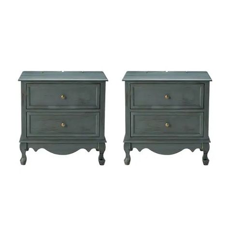 Pallantium 24'' Tall 2 - Drawer Nightstand with Charging Station Set of 2 by HULALA HOME - On Sale - Bed Bath & Beyond - 39720669 Blue Nightstand, Tall Drawers, Blue Nightstands, Chic Nightstand, Nightstand Set, Nightstand With Charging Station, Style Nightstand, Nightstand Set Of 2, Nightstand Storage