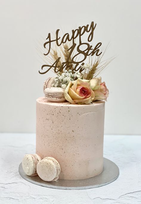 Nude Birthday Cake, Pink Birthday Cake, Pink Birthday Cakes, 18th Birthday Cake, Pink Birthday, Nude Pink, 18th Birthday, Fresh Flowers, Sweet 16