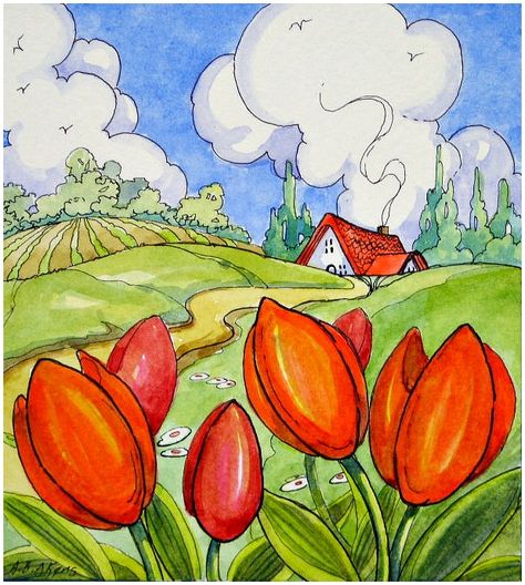 Alida Akers, Step By Step Acrylic Painting, Painting On Canvas For Beginners, Canvas Board Painting, Flower Painting On Canvas, Easy Flower Painting, Canvas For Beginners, Storybook Art, Storybook Cottage