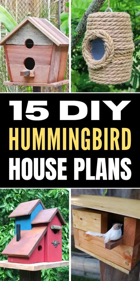 15 DIY Hummingbird House Plans You Can Build - Handy Keen Home Blueprints, Birdhouse Plans, Bird House Plans Free, Backyard Birds Sanctuary, House Printable, Hummingbird House, Homemade Bird Houses, Bird Houses Ideas Diy, Bird House Feeder