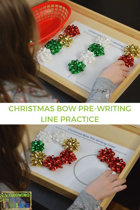 Christmas Bow Activities Preschool, Christmas Writing Preschool, Free Christmas Writing Activities, Santa Activities Preschool, Christmas Literacy Activities Preschool, New Year Activities For Kids, Line Practice, Montessori Christmas, Christmas Writing Activities