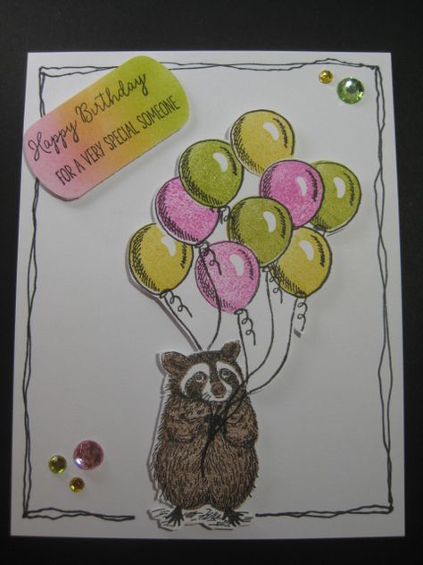 Rambley Raccoon, Birthday Raccoon, Raccoon Party, Racoon Christmas Card, Raccoon Birthday Cards, Rambly Racoon, Raccoon Birthday, I Love Someone, Card Inspo