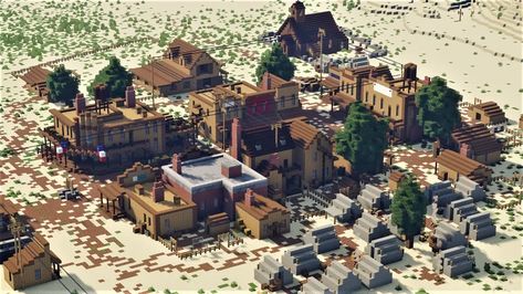 Minecraft Western House Ideas, Town Layout, Aesthetic Minecraft Builds, Minecraft Kitchens, Minecraft Kingdom, Old Western Towns, Old West Town, Minecraft Farm, West Town