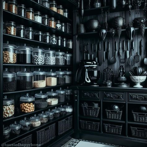 All Posts • Instagram Goth Pantry, Modern Goth Kitchen, Mansion Castle, Black House Decor, Goth Kitchen Decor, Gothic Homes, Goth Kitchen, Kitchen Vibes, Gothic Kitchen