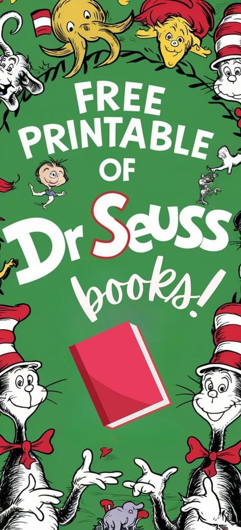 dr seuss list of books Dr Seuss Printables Free, Dr Seuss Printables, Best Bucket List, Dr Seuss Books, Green Eggs And Ham, Printable Books, Cat In The Hat, Green Eggs, Dr Seuss