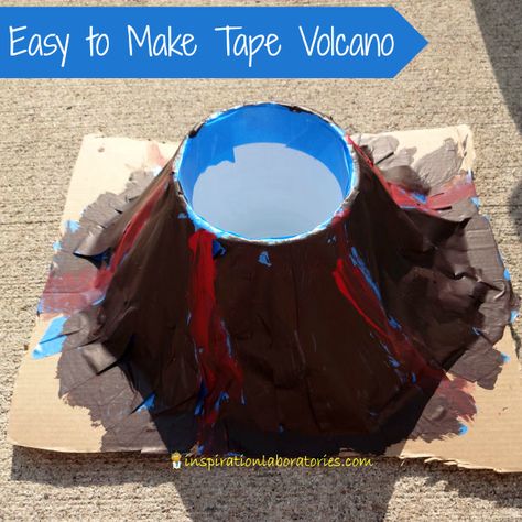 Easy to Make Tape Volcano - a fun way to play with baking soda and vinegar! Diy Volcano Projects, Volcano Science Projects, Make A Volcano, Volcano Projects, Play Doh For Kids, Making A Volcano, Volcano Experiment, Baking Soda And Vinegar, Kindergarten Science