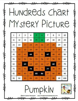 Free Pumpkin Hundreds Chart Mystery Picture   Click HERE for the free download.  This cute pumpkin picture is made by following the directions and coloring in numbers on a hundreds chart using the key provided.  A blank chart version is included for those students who need more of a challenge!  Your kids will love to discover the picture and they can be great bulletin board decorations for fall!  100 chart mystery pictures hundreds chart Mrs. Thompson's Treasures numbers place value pumpkin 100s Chart, Halloween Teaching, Pumpkin Math, Pumpkin Unit, 100's Chart, October Ideas, Teaching Holidays, Pumpkin Activities, Kindergarten Skills