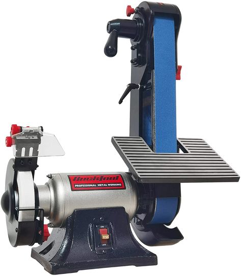 Bucktool Combo 2" x 42" Belt Sander 6" Bench Grinder, Knife Sharpener with Large Work Table BG2600 Upgraded Model - - Amazon.com Bench Grinder Stand, Knife Belt, Grinder Stand, Knife Grinder, Metal Grinding, Belt Grinder, Metal Fab, Bench Grinder, Grande Table