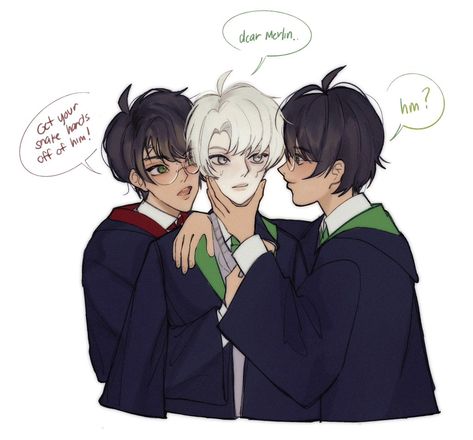 Durmstrang Draco, Draco X Harry, Drarry Fanart, Harry Draco, Hp Harry Potter, Harry Potter Artwork, Chinese Cartoon, Harry Potter Comics, Harry Potter Ships