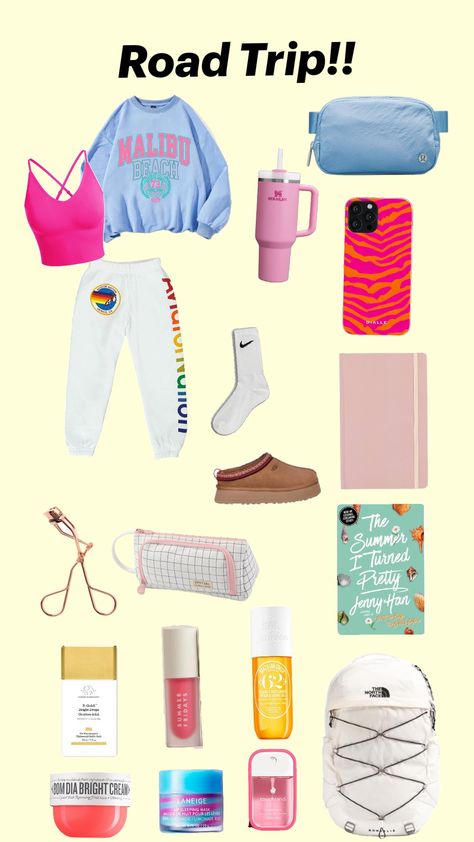 what time pack for a road trip Teen Road Trip Essentials, Things To Pack For A Road Trip, What To Pack On A Road Trip, Road Trip Set Up, Packing For Road Trip, Road Trip Essentials For Teens, Pack For A Road Trip, Road Trip Necessities, Road Trip Accessories