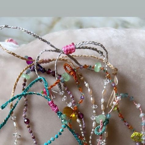 Antonia  Rossi on Instagram: "Let’s run under the starlight. The amulets are the sari fragments left over from my work. #bracelet #antiquebeads #amulets #colorfull #joyful #amuletos #omamori #embroideryart #stiching #finejewlery #sari #zerowaste" Fine Jewlery, Sophie Digard, Pretty Jewelry, Left Over, Summer Crafts, Pretty Jewellery, Embroidery Art, Cute Jewelry, Hand Sewing