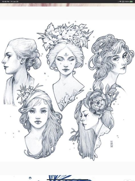 Pencil Drawings Of Women, Mary Dimary, Maria Dimova, Drawings Of Women, Women With Flowers, Motifs Art Nouveau, Nouveau Tattoo, Mucha Art, Art Nouveau Illustration