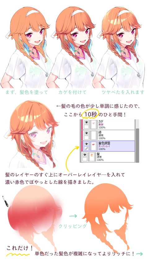 Drawing Hair Tutorial, Concept Art Tutorial, Anime Tutorial, How To Shade, Coloring Tutorial, Poses References, Digital Painting Tutorials, Anime Hair, Anime Drawings Tutorials