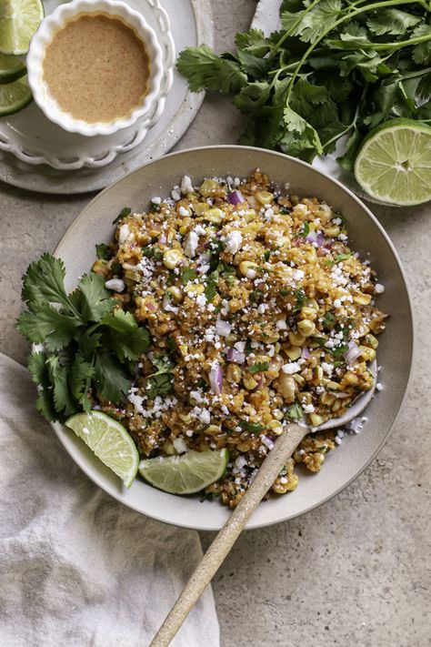 Dairy-Free Mexican Street Corn Quinoa Salad Corn Quinoa Salad, Corn Quinoa, Dairy Free Dressing, Picnic Side Dishes, Mexican Street Corn Salad, Salad Healthy, Quinoa Salad Recipes, Mexican Street Corn, Protein Meals