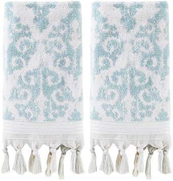 SKL Home Mirage Fringe 100% Turkish Cotton Hand Towel Set, Aqua | Amazon (US) Fringe Bath Towels, Purple Bath Mat, Best Bath Towels, Washcloth Pattern, Hand Towels Bathroom, Turkish Cotton Towels, Cotton Hand Towels, Halloween Vintage, Towel Pattern