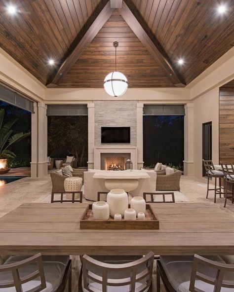 custom patio | Outdoor living rooms, Outdoor remodel, House design Outdoor Remodel, Outdoor Living Rooms, Outdoor Living Room, Outdoor Kitchen Design, Outdoor Fireplace, Küchen Design, Outdoor Rooms, Patio Design, Home Fashion