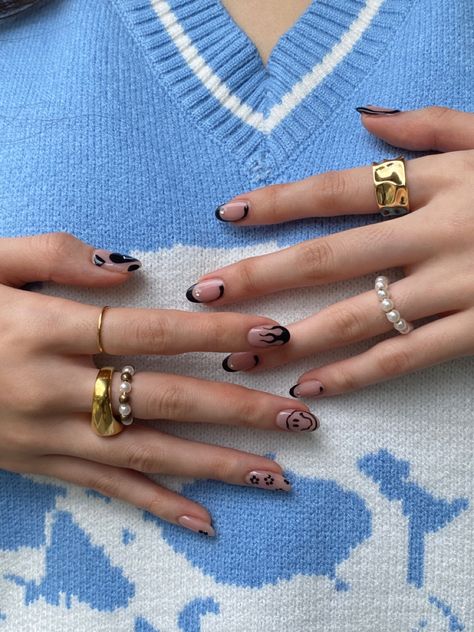 Edgy Nails, Minimal Nails, Simple Acrylic Nails, Nail Jewelry, Minimalist Nails, Fire Nails, Dream Nails, Funky Nails, Pretty Acrylic Nails