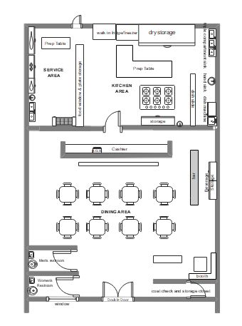 Restaurants Floor Plan Design, Restaurant Kitchen Design Layout Floor Plans, Restaurant Plans Layout, Cafe Kitchen Floor Plan, Floor Plan For Restaurant, Cafe Seating Arrangement, Fast Food Floor Plan, Fast Food Restaurant Floor Plan, Bar Floor Plan Layout