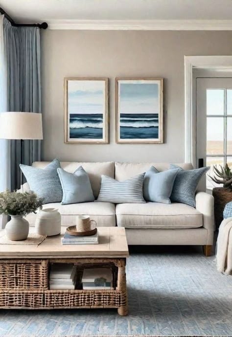 Coastal Living Room Ideas, Ocean Hues, Beach Living Room, Beach House Living Room, Coastal Interiors Design, Coastal Interior, House Vibes, Coastal Living Rooms, Inspired Interiors