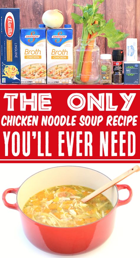 Homemade Chicken Noodle Soup Recipe Easy Fast Chicken Noodle Soup, Quick Easy Chicken Noodle Soup Recipes, Diy Chicken Noodle Soup Easy, Stove Top Chicken Noodle Soup Homemade, Chicken Noodle Soup Seasoning Recipe, Chicken Noodle Soup Without Egg Noodles, Super Easy Chicken Noodle Soup, Spaghetti Noodle Soup Recipes, Cheap Chicken Noodle Soup Recipe