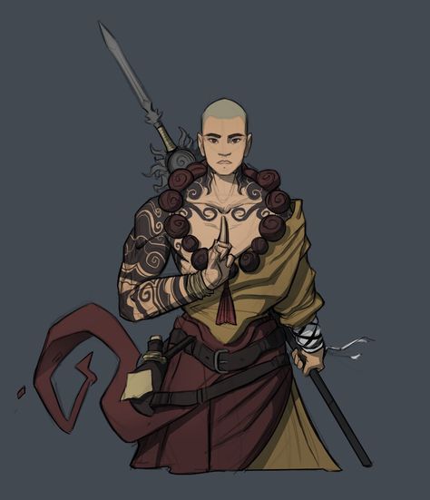 Dnd Commission, Monk Dnd, Dnd Party, Arte Grunge, Arte Cyberpunk, Avatar Characters, Dungeons And Dragons Characters, Martial Artists, Dnd Art