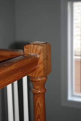 Stair Update, Upgrade Builder Grade, Stair Railing Makeover, Stair Newel Post, Diy Stair Railing, Stair Renovation, Interior Stair Railing, Stair Posts, Stair Makeover