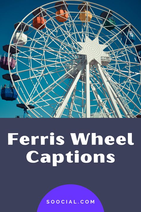 Ferris Wheel Captions For Instagram, Ferris Wheel Quotes, Ferris Wheel Aesthetic, Season Quotes, Aesthetic Captions, Ig Captions, Baby Shoot, Colorful Lights, Dark Sky