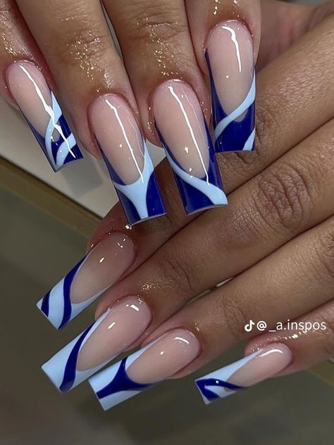 Fall Blue Nails, Ambre Nails, Fall Blue, White Coffin Nails, Edgy Nails, Braid Patterns, Minimal Nails, Glow Nails, Dope Nail Designs