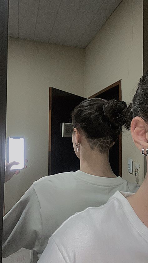 Undercuts For Women Design, Undercut On Women, Spider Undercut, Small Undercut Women, Undercut Women Design, Shaved Back Of Head Undercut Black Women, Under Shaved Hair Designs, Shaved Hair Designs Undercut, Undercuts For Women Medium Length