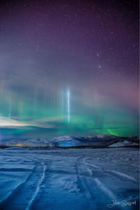 Light Pillars, Whitehorse Yukon, Yukon Territory, Aurora Australis, Beautiful Skies, Sky Photos, Nature View, Evening Sky, White Horse