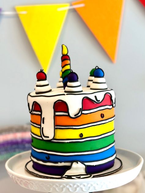 Comic book cake, cartoon cake, rainbow cake, cake trends Comic Book Cake, Cake Cartoon, Cake Rainbow, Book Cake, Cartoon Cake, Cake Trends, Rainbow Cake, Cake Cake, Comic Book