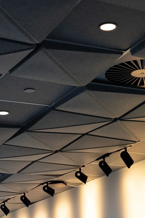 3D Acoustic Ceiling Tiles In USA | Autex Acoustics Theater Room Ceiling, Resturant Interior, 3d Ceiling, Home Theater Room Design, Acoustic Ceiling Tiles, Theater Room Design, Acoustic Ceiling, Pantone Palette, Ceiling Grid