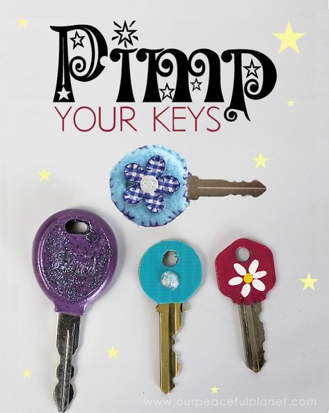 Here’s a little key bling for you! We show you a variety of ways to pretty up those keys including some techniques for those keys that you’re not allowed to change in anyway… such as Post Office box keys!   One thing is for sure, you’ll never have to hunt for a specific key anymore! Christmas Decorations Garland, So Me, Diy Keychain, Unique Cars, Crafty Projects, Cool Diy Projects, My Car, Diy Beauty, Diy Room Decor