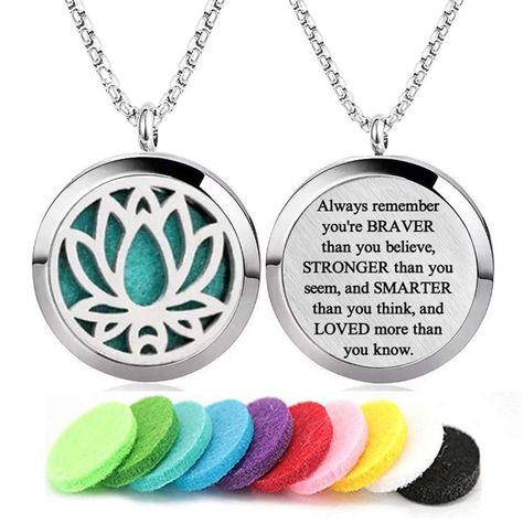 PRICES MAY VARY. ❤Unique Lotus of Life Design: A Unique locket style essential oil diffuser necklace so you can now wear your favorite essential oils anywhere.Diffuse at work, in the car, or even on an airplane. ❤Perfect Fit Size: Each magnetic locket diameter:30mm(1 1/8");Thickness:6.5mm;Chain Length:60cm(24") ❤10 Multicolored Refill Pads: Each Aromatherapy Necklace includes 10 multicolored reusable, washable and highly absorbent synthetic felt refill pads. Giving your pendant different looking Tree Of Life Pattern, Unique Locket, Perfume Locket, Essential Oil Necklaces, Necklace Tree, Oil Diffuser Necklace, Essential Oil Necklace Diffuser, Essential Oil Diffuser Bracelet, Choker Pendant