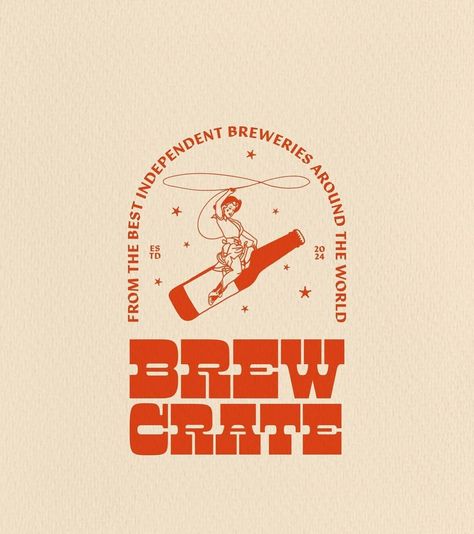 A huge congrats to @atheriastudio on winning the Brew Crate brief! You have blown us away with this brand design! The bold retro type combined with the fun, American-inspired illustrations give the brand a unique and distinctive personality! The design reflects a sense of adventure and discovery in every crate ☺️ Brewery Branding, Retro Type, Line Art Design, Brewing Co, Brand Design, Art Designs, Line Art, Branding Design, Sense