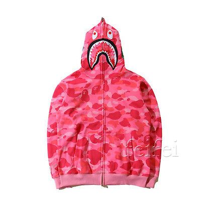 Pink Bape Hoodie, Bape Shark Hoodie, Bape Jacket, Shark Jaw, Bape Shark, Bape Hoodie, Harajuku Hoodie, Shark Hoodie, Camouflage Hoodie