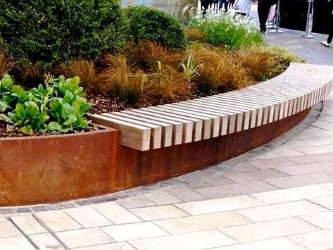 Steel Garden Edging, Container Water Gardens, Steel Planters, Modern Landscape, Beautiful Water, Landscape Designs, Casa Exterior, Retaining Walls, Native Garden