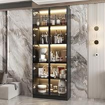 Showcase For Living Room, Black Glass Door, Modern China Cabinet, Glass Curio Cabinets, Glass Display Shelves, Curio Display, Home Office Cabinets, Living Room Black, Cabinet Display